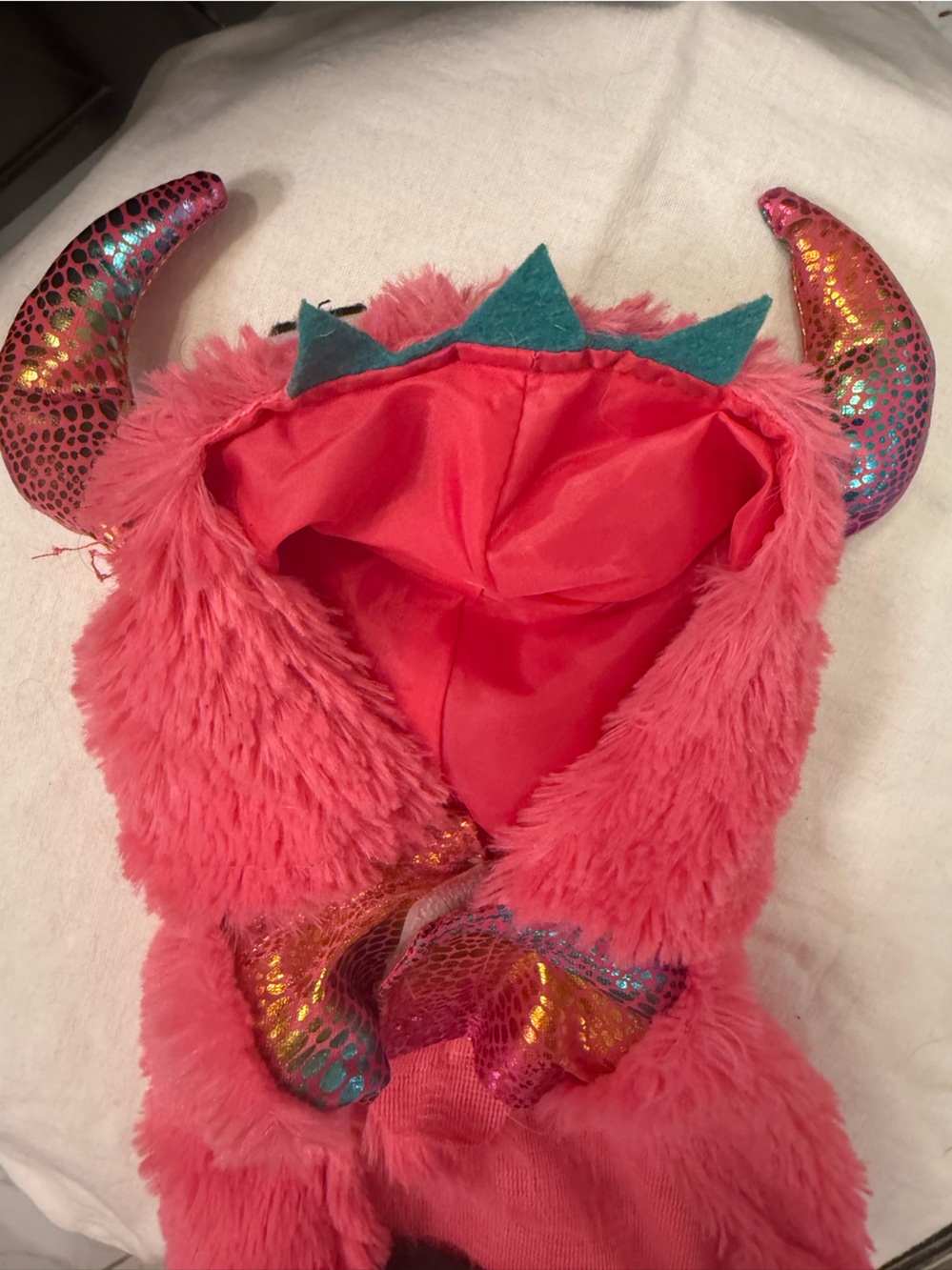 Pink Furry Monster Dragon Dog Halloween Costume Size Small